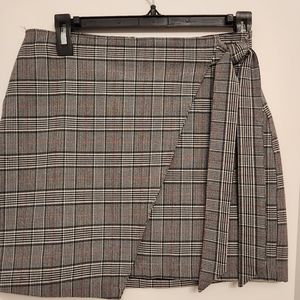 Crossover Tie Waist Plaid Mini Skirt